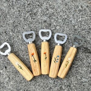 Wooden Handle hand painted Bottle Openers with Floral Design